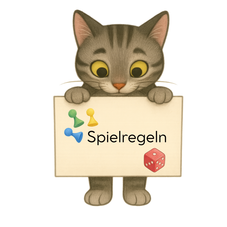 Georgie hält ein Schild auf dem "Spielregeln" steht.