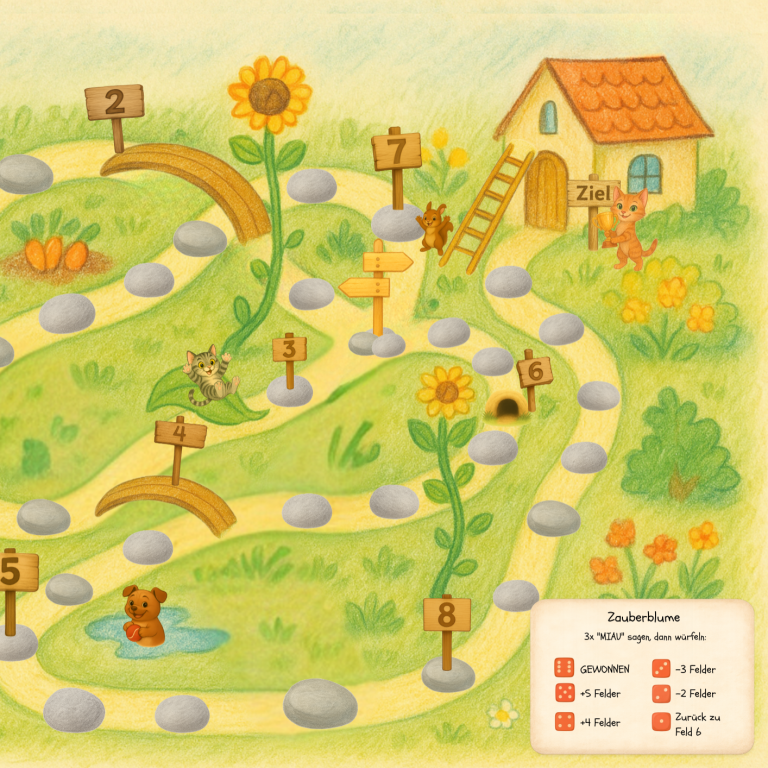 Der Spielplan des Steine-Hüpf-Spiels.