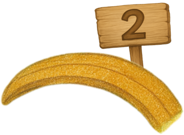 Eine steile Holzbrücke. Daneben ein Holzschild mit der Nummer 2.